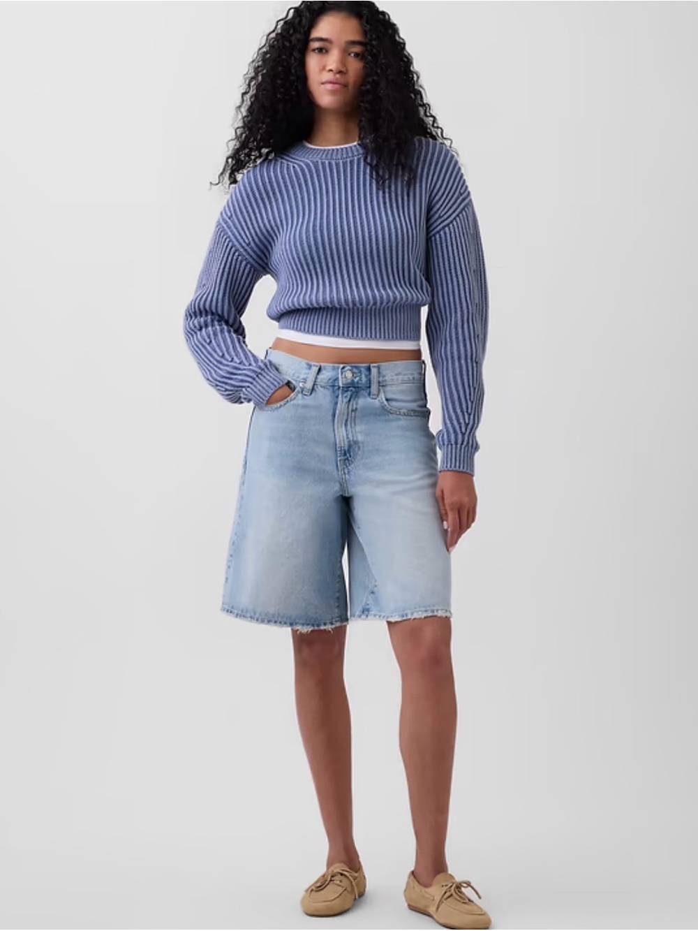 GAP Longline Light Blue Denim Jean Shorts